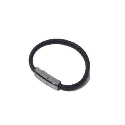 China Available MP3/MP4 Player Stock 18cm PU Charger Cable Cuff Bracelet Leather Braided Data Charger Cable For iPhone for sale