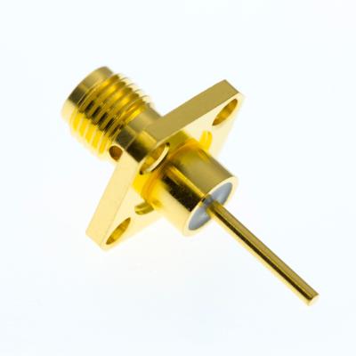 China 50Î © SMA(M)-KFD Series RF Connector Gold Plated Flange Panel Female RF Jack Connector for sale