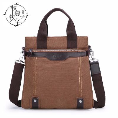 China Portable Men's Handbag One Shoulder Canvas Backpack Trend Casual Flat Satchel Bag For Business Travel for sale