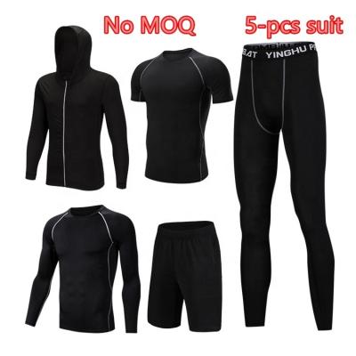 China Antibacterial No MOQ 5 - Piece Set Sports Wear Fitness Gym Wear For Men for sale