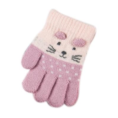 China 2021 new fashion high quality winter hot kids jacquard knitted acrylic gloves with cute cat animals on gloves for sale