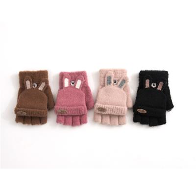 China good quality factory directly kids woolen acrylic cute animal skin-friendly and comfortable girl kids gloves and fingerless gloves mitten for sale