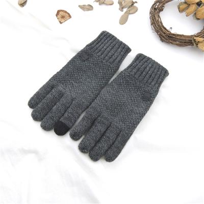 China black skin-friendly and comfortable winter glove knitting five fingers acrylic fiber mittens, 12pcs/big opp bag for sale