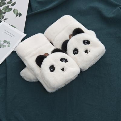 China Keeping Kids Lovely Panda Plush Winter Gloves Warm Animal Toy Woven Cute Finger Less Winter Gloves for sale