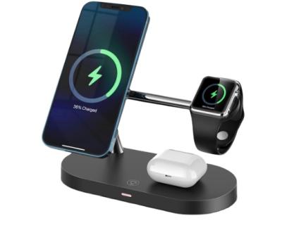 China Innovative Mobile Phone Timess 2021 New Products 5 In 1 20W Qi Magnetic Wireless Charger Holder For iPhone 12 Pro Max Magnetic for sale