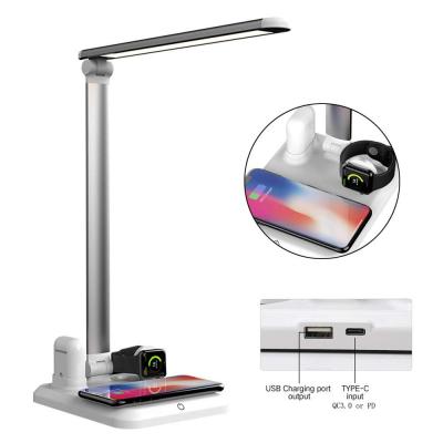 China New Goods Cell Phone Items In 2021 5 In 1 Wireless Charger LED Desk Lamp Charging Station For iPhone12/11Pro Qi Enabled Devices for sale