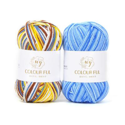 China Anti-Bacteria Wholesale Mix Color 100% 3Ply 50g Mix Color Yarn Eco-Friendly Milk Acrylic Cotton Yarn For Crochet Sweater for sale