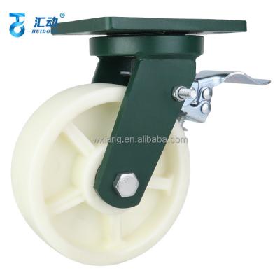 China swivel & 4/5/6/8 Inch Rigid Nylon Industrial Casters Lock Brake Nylon Caster Wheel Heavy Duty Impact-Resistance for sale