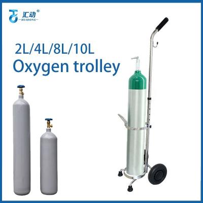 China 2/4/8/10L Cart 2/4/8/10L Contemporary Steel Oxygen Cylinder Trolley Hospital Hand Oxygen Portable Home Transport Trolley for sale