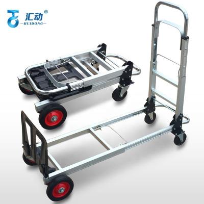 China Folding Portable Telescopic Handler Storage Logistics Trolley Cart Aluminum Alloy Multifunctional Flatbed Truck for sale