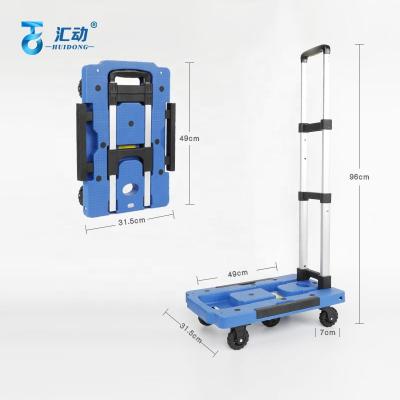 China Cheap Plastic Folding Portable Outdoor Trolley Rolling Hand Truck Capacity Cart Camping Folding Storage 100KG China Flatbed for sale