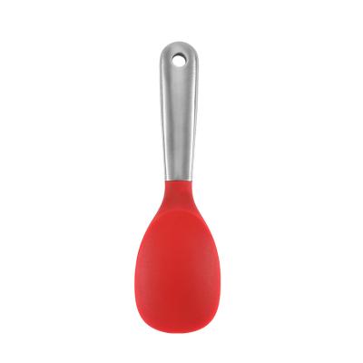 China 2021 New Arrival Stocked Red Black Color Silicone 430 Stainless Steel Spoon for sale