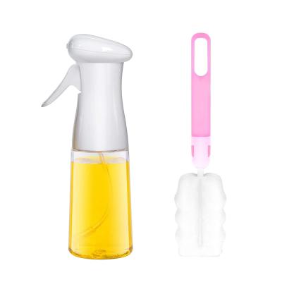 China NEW Viable White Color 2 In 1 Oil Sprayer Bottle 210ML Oil Dispenser With Brush for sale