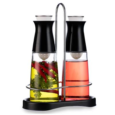 China Freshness Preserving Kitchen Cooking New 2 in 1 Salad Dressing Glass Bottle Set for sale