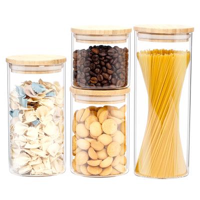 China Food Storage Food Storage Sealed Glass Jar With Airtight Wooden Lid for sale