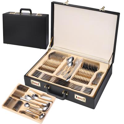 China 84 PCS Modern Party Gift Box 410 Stainless Steel Kitchen Fork And Spoon Dinner Cutlery Set for sale