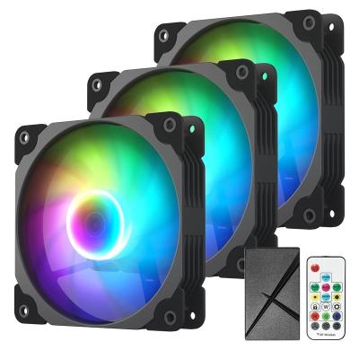 China Computer Case USA Dropshipping Black 3 Pack 120mm ARGB And PWM Controller High Airflow Adjustable RGB Motherboard Sync Computer Air Cooler Fan for sale