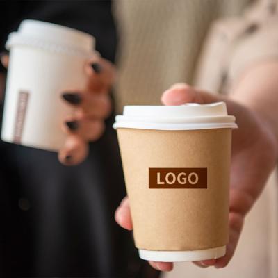 China Custom Disposable Custom Hot Takeaway Milk Tea Single Cup 8/10/12/16/22oz Drinks Cavity Paper Cup Printing Logo Coffee Paper Cup for sale