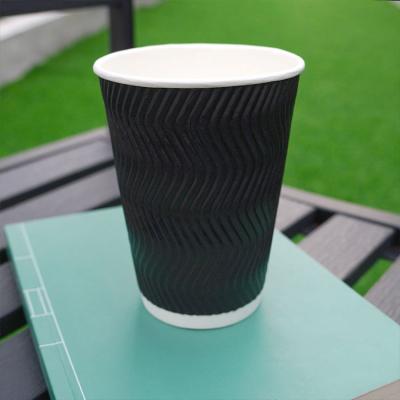 China Eco Friendly Stocked Biodegradable PLA Custom Eco Friendly Logo Disposable Kraft Paper Corrugated Cardboard Cold Drink Coffee Double Wall Ripple Hot Paper Cup for sale