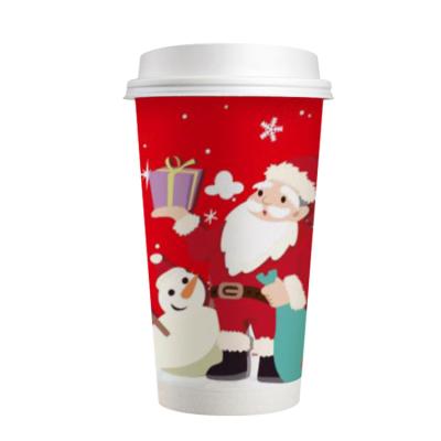 China Disposable Customized Disposable Paper Cup Take Away Double Wallpaper Coffee Cup Christmas Paper Cup for sale