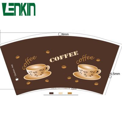 China 6.5oz 7oz Disposable Tea Paper Cup Fans Leaf Printed For Coffee Tea With Bottom Roll Making for sale