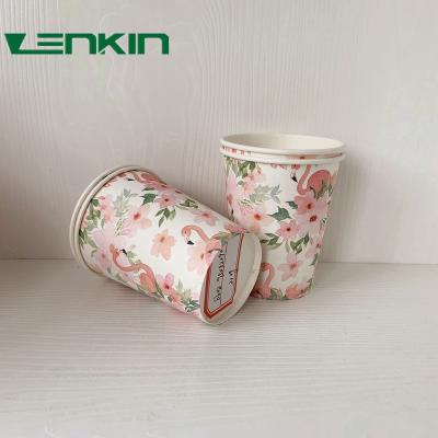 China Type Disposable Custom Printing Material Flexo Printing Paper Cup Fan 8B 12oz Original Wall Style Packaging Color Feature Good Shape for sale