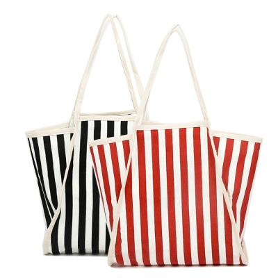 China KAIFEI Factory Wholesale Design Lady Handbag Strip Canvas Folding Mummy Shoulder Bag for sale