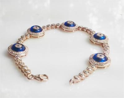 China Obscuridade na moda da jóia do olho mau das senhoras - chapeamento de ouro azul bracelete da prata de 7 polegadas à venda