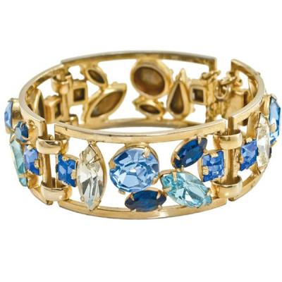 China Gold Plated Bangle Bracelet Wide Rhinestone Bangle For Women Gift for sale