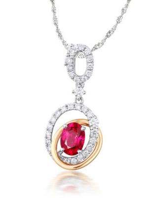 China Two-tone Plated Fashion Jewelry Necklaces Lady Red Crystal With  Zircon for sale