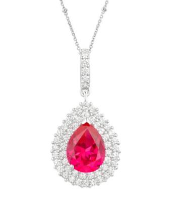 China Women 925 Silver Fashion Jewelry Necklaces Ruby Diamond Pendant Necklace for sale