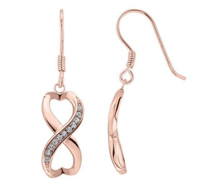 China Party 925 Sterling Silver Fashion Jewelry Infinty Rose Gold  Hanging Earrings for sale