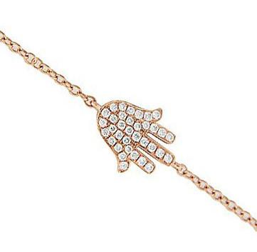 China Ladies Decorative Trendy Rose Gold Plated Fatima Hand Bracelet of 925 Silver for sale