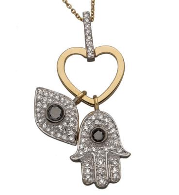 China Joyería para mujer del colgante de la mano de Hamsa del mal de ojo del Zircon del negro de la plata esterlina en venta