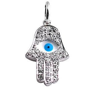 China Esmalte blanco de Hamsa de la joyería unisex de la mano y colgante azul de la mano de Hamsa del mal de ojo en venta