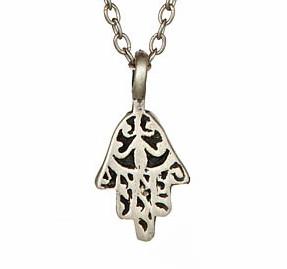 China Unique Design Hamsa Hand Jewelry Vinatge Black Enamel Fatima Hand Pendant for sale