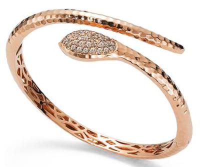 Cina Braccialetto semplice del diamante dell'oro di Rosa dei gioielli di tema animali a forma di del serpente in vendita