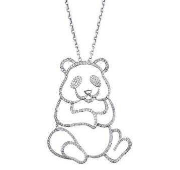 Chine Collier mignon orienté animal de panda de zircon d'argent sterling à vendre