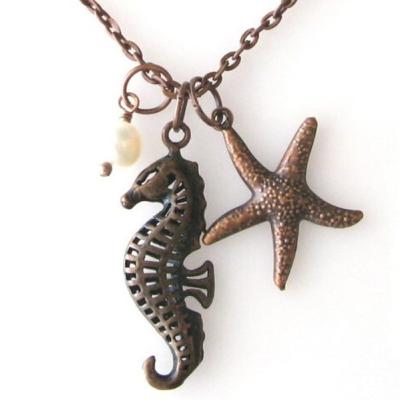 Chine Hippocampe d'antiquité de bijoux de style d'océan et collier orientés animaux d'étoiles de mer à vendre