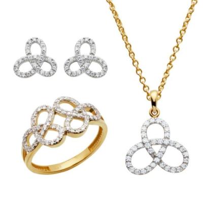 China Sterling Silver Ladies Jewelry Sets Two-tone Plating Bride Jewelry Sets for sale