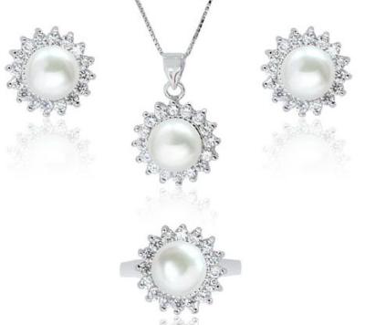 China Fashion 925 Sterling Silver Ladies Jewelry Sets Fancy Pearl Jewelry Sets for sale