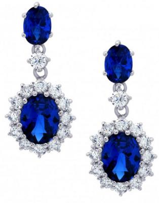 China Elegantes weibliches Mikro pflastern Schmuck, den blaues Diamant-Mikro Bolzenohrringe pflastern zu verkaufen