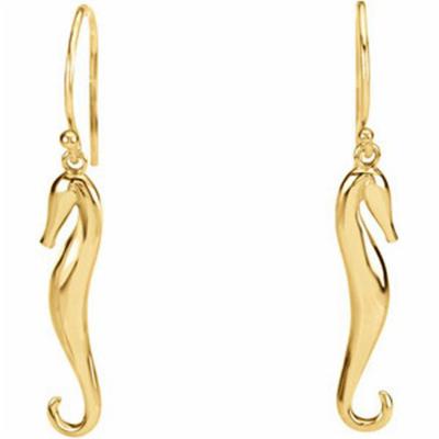 China Yellow Gold Pated Nautical Themed Jewelry Seahorse Pendant  Earring for sale