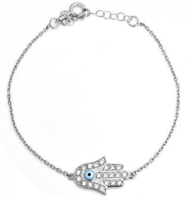 China Mano negra de la plata de JewelrySterling de la mano de Hamsa de la secuencia y pulsera del ojo azul en venta