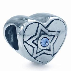 China Heart Shaped Bead Charm 925 Sterling Silver With Star Bead For Necklace for sale