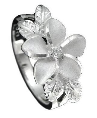 China Rhodium plateerde de Hawaiiaanse Ring van Plumeria van de Juwelen Echte Zilveren Basis Te koop