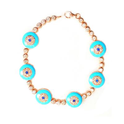 China Blue Turkey Evil Eye Jewelry Rose Gold Sterling Silver Tennis Bracelet for sale