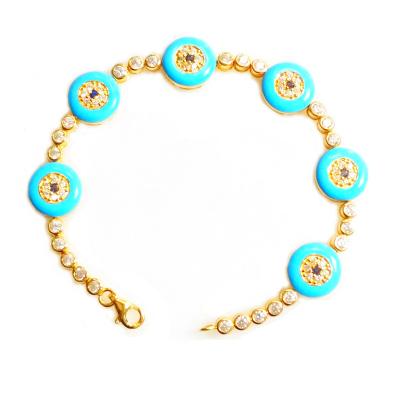 China Fashion Middle Eastern Evil Eye Jewelry Gold Bracelet With Blue Enamel for sale