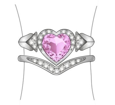 China Rhodium Plated Heart Shaped Costume Jewelry Rings Cubic Zirconia Ring Set for sale