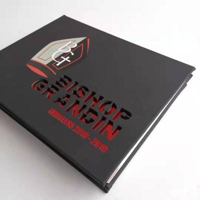 China paper & Cardboard Die Cut PU Leather Hardcover High School Yearbook Printing for sale